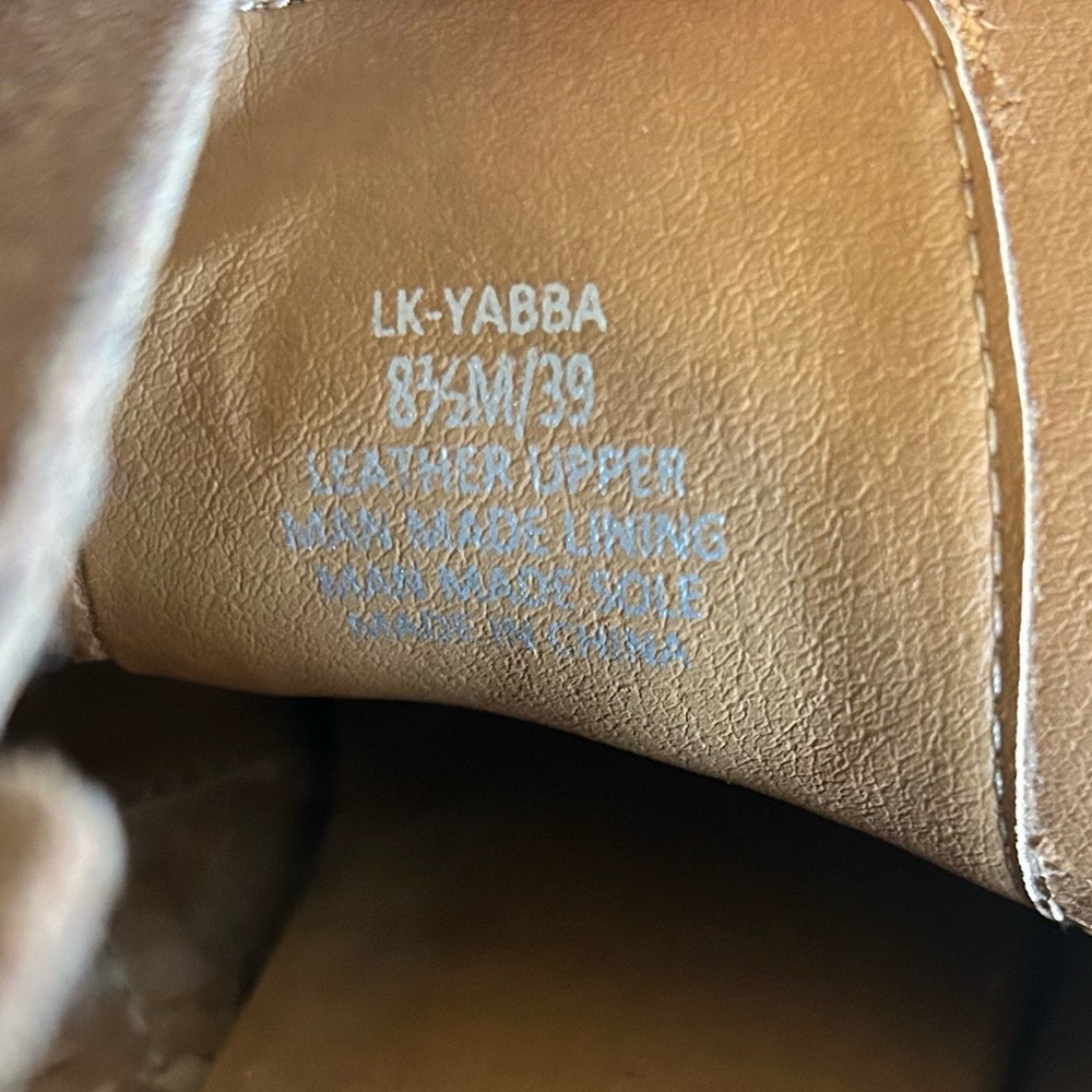 Lucky Brand Yabba Suede Tan Block Heel Wedge Ankle Boots 8.5/39 - Picture 9 of 14